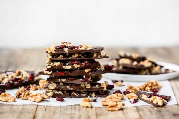 Dark Chocolate Bark with Walnuts & Cranberries